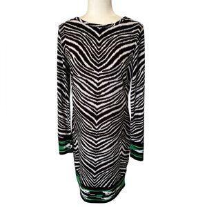 MICHAEL KORS Black and White Zebra Print Sheath Dress Size Medium